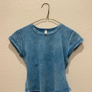 Blue Short Sleeve Free People Top